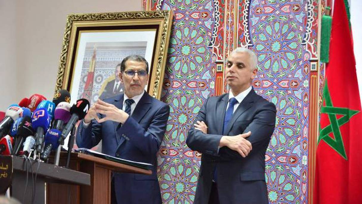 Le chef du gouvernement, Saâd-Eddine El Othmani, et le ministre de la Santé, Khalid Aït Taleb.
