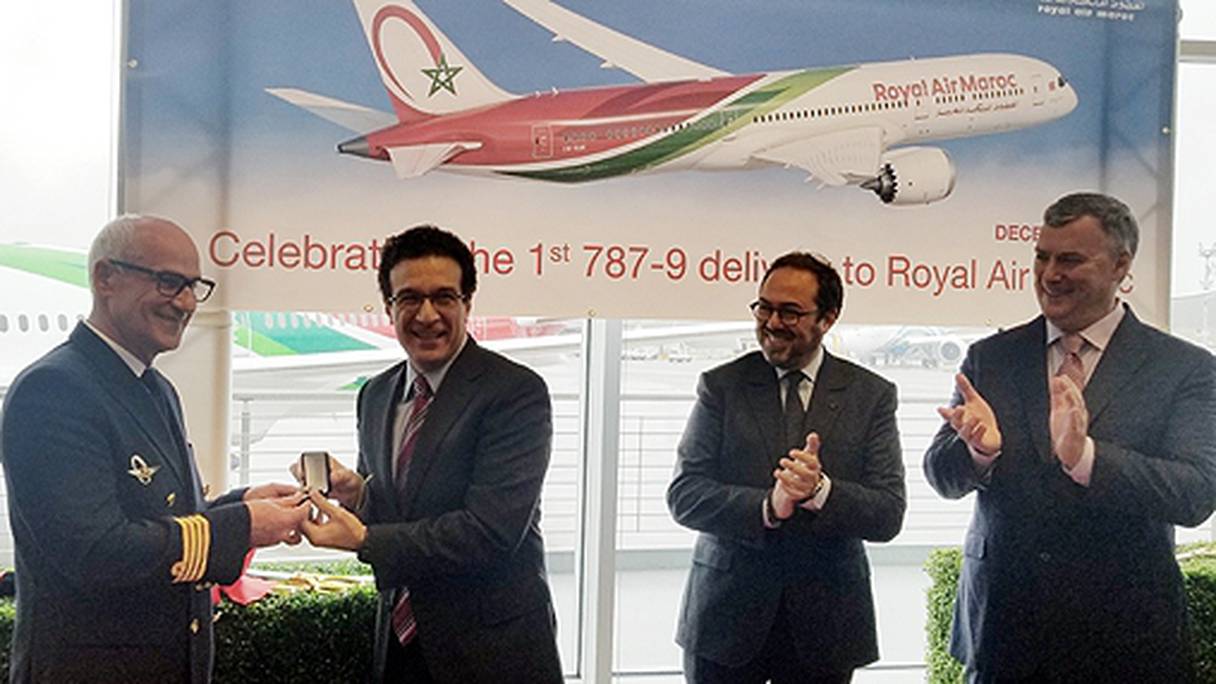 Lors de la cérémonie marquant la réception du 787-9 Dreamliner par Royal Air Maroc.
