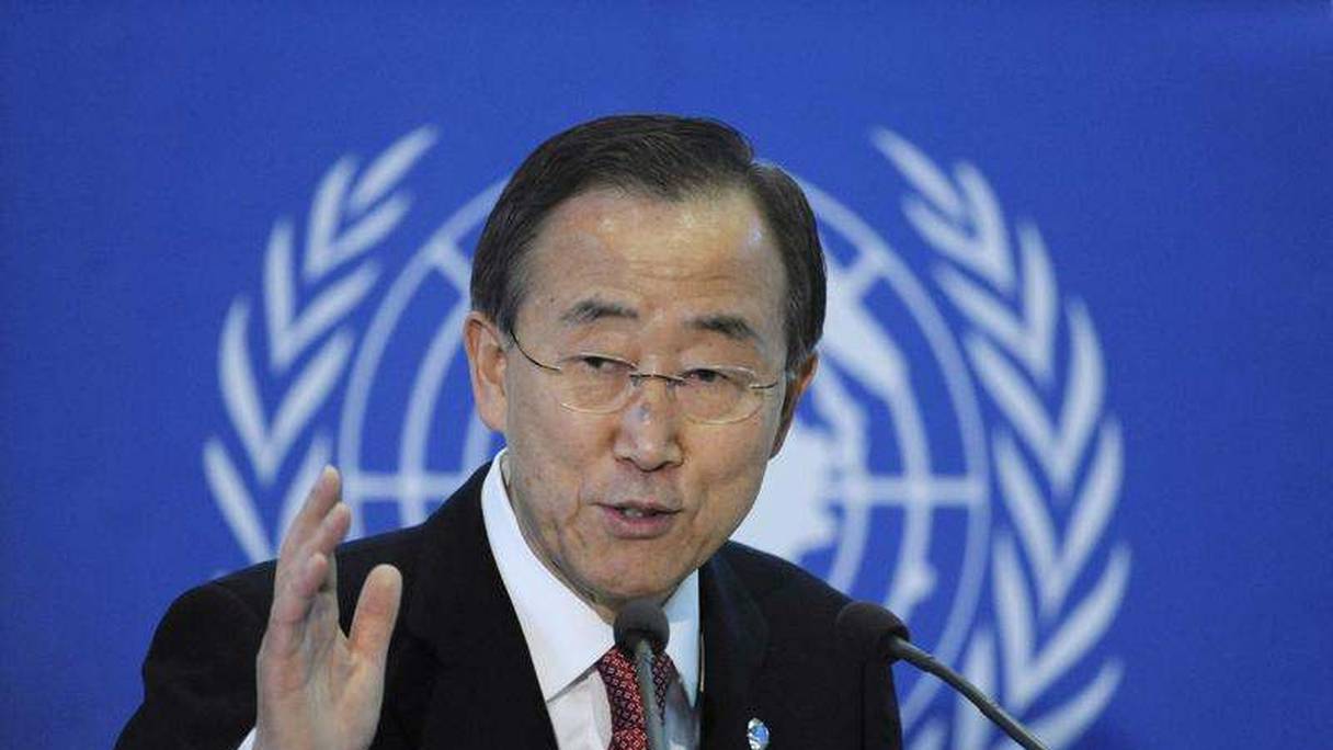 Ban Ki-moon, secrétaire général de l'ONU. 
