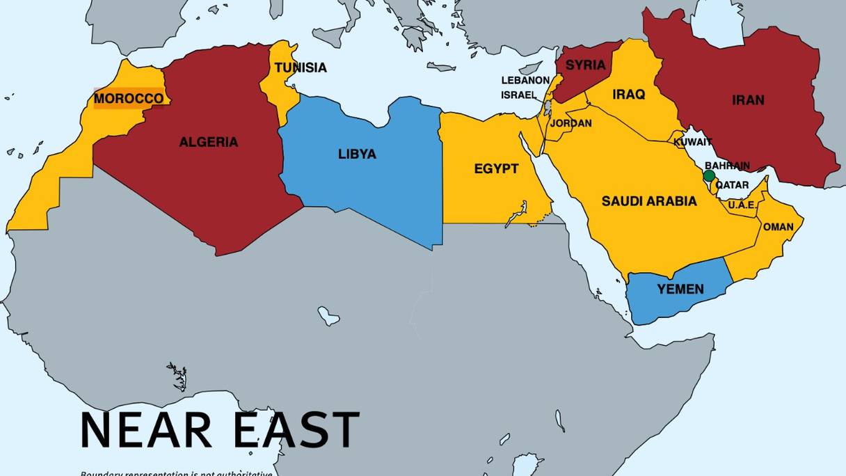 Carte complète du Maroc et de la région MENA, publiée récemment par le département d'Etat américain.
