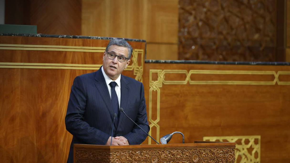 Aziz Akhannouch, le Chef du gouvernement, devant la Chambre des conseillers, mardi 29 novembre 2022.
