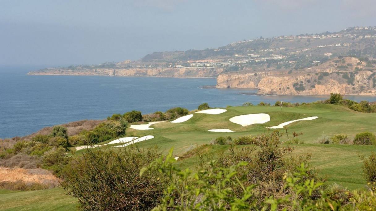 Vue aérienne du golf appartenant à Donald Trump. 

