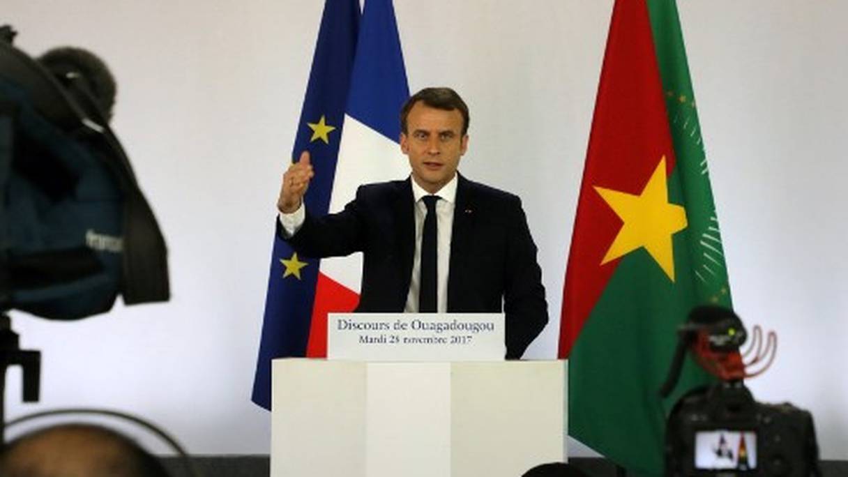 Emmanuel Macron lors de son discours à Ougadougou le 28 novembre 2017.
