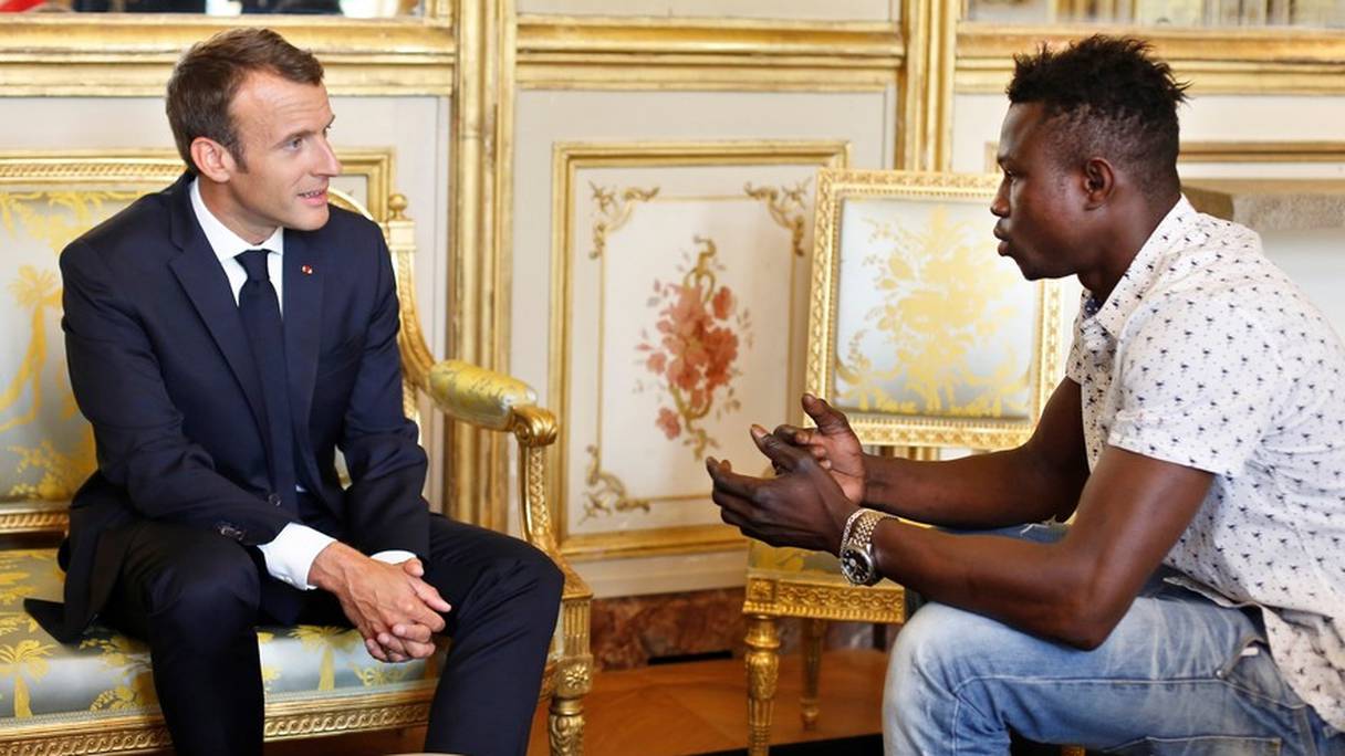 Emmanuel Macron reçoit Mamoudou Gassama à l'Élysée lundi 28 mai 2018
