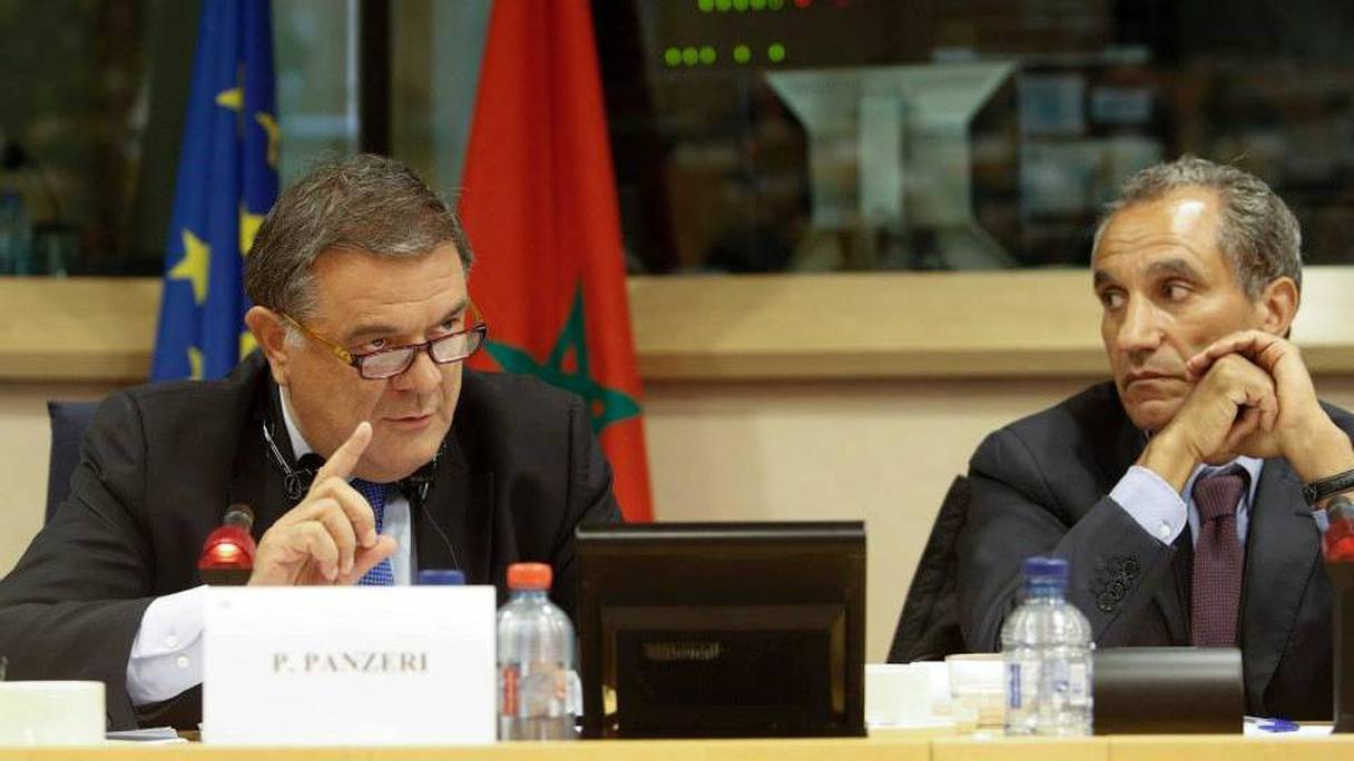 L'eurodéputé italien Pier Antonio Panzerie et le conseiller Abderrahim Atmoun, les deux co-présidents de la Commission parlementaire Union européenne - Maroc.
