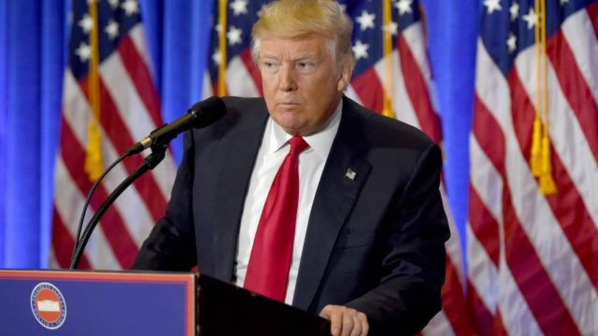 Donald Trump lors de sa conférence de presse le 11 janvier 2017 à New York. 
