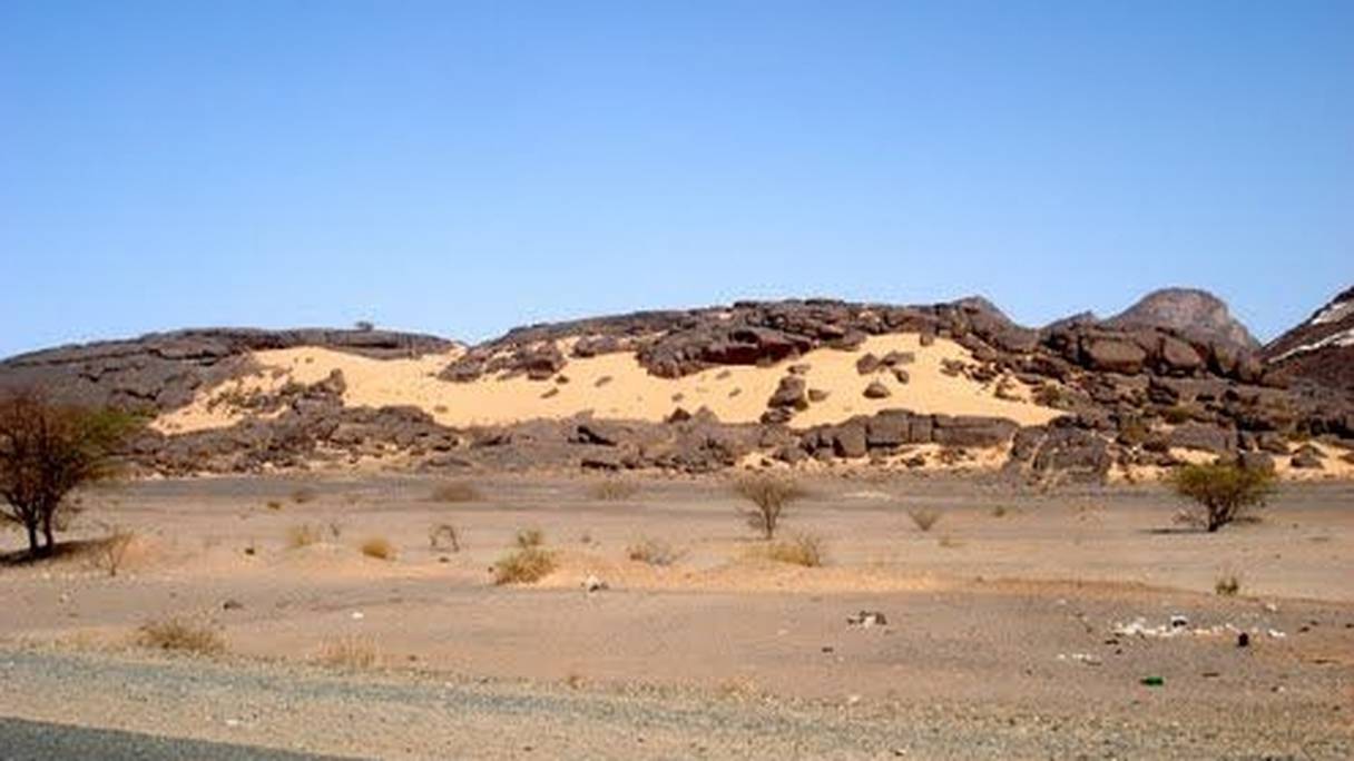 Paysage de la province d'Aousserd, la plus au sud des provinces du Sud du Maroc. 
