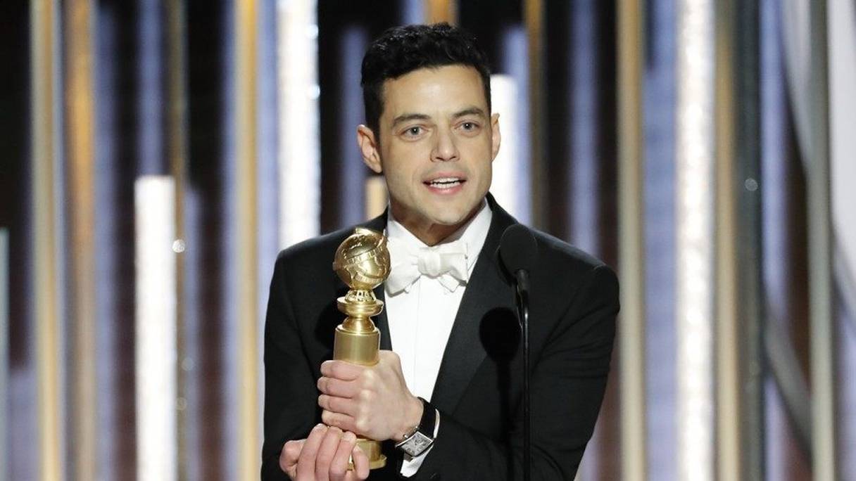 L'acteur américain d'origine égyptienne Rami Malek lors de sa consécration aux Golden Globes.
