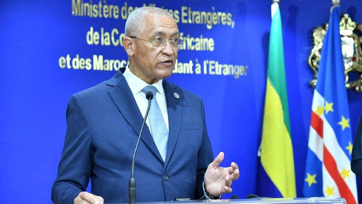 Riu Alberto Figueiredo Soares, ministre des Affaires étrangères du Cap Vert, lors d'un point de presse à Rabat le 8 juin 2022.
