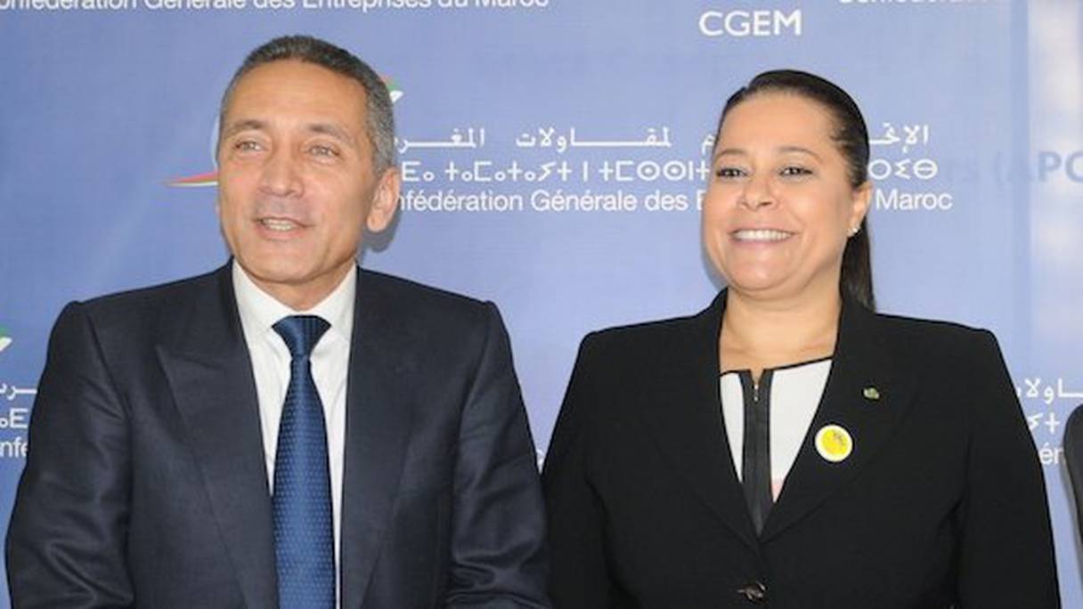 Moulay Hafid Elalamy et Mirien Bensalah lors d'une réunion, datée 13 novembre 2013, au siège de la CGEM.
