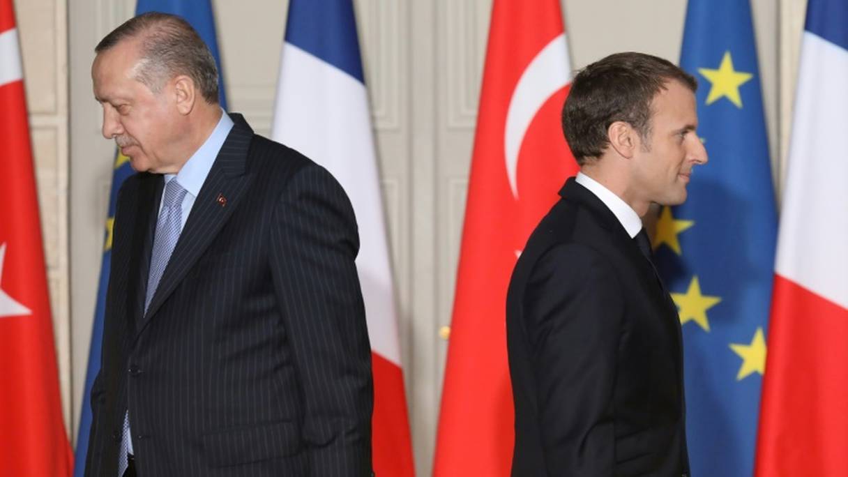 Emmanuel Macron et Recep Tayyip Erdogan à l'Elysée à Paris le 5 janvier 2018.
