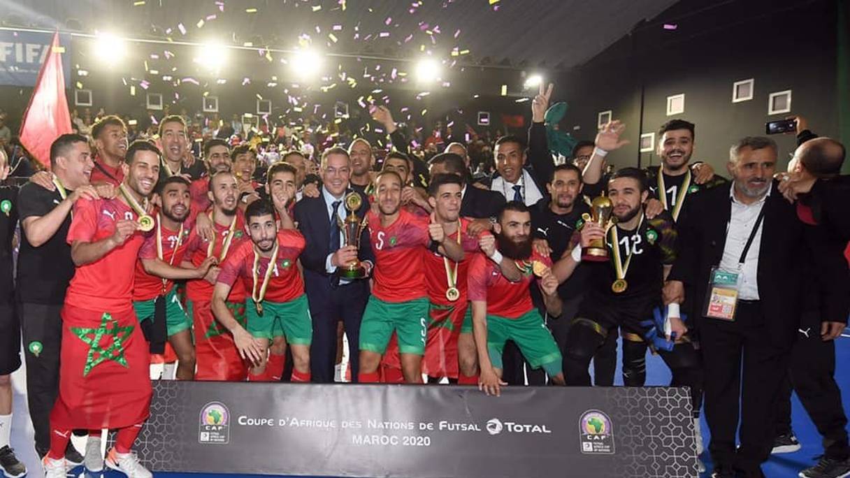 La sélection marocaine de futsal, championne d'Afrique en titre.
