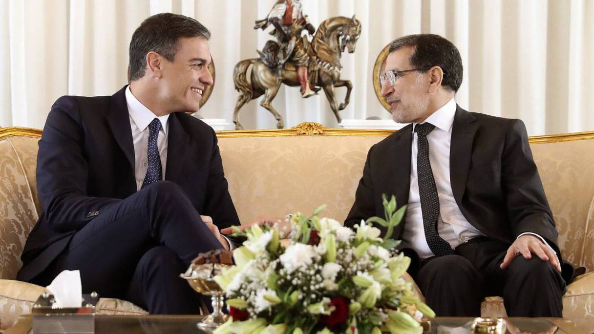 Le président du gouvernement espagnol Pedro Sánchez et le chef du gouvernement marocain Saâd Dine El Otmani.

