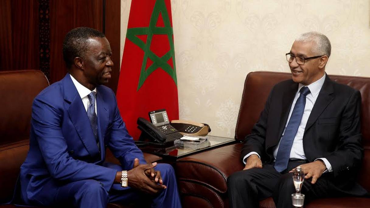 Le président du Parlement panafricain en compagnie du président de la chambre des Représentants, Rachid Talbi Alami.
