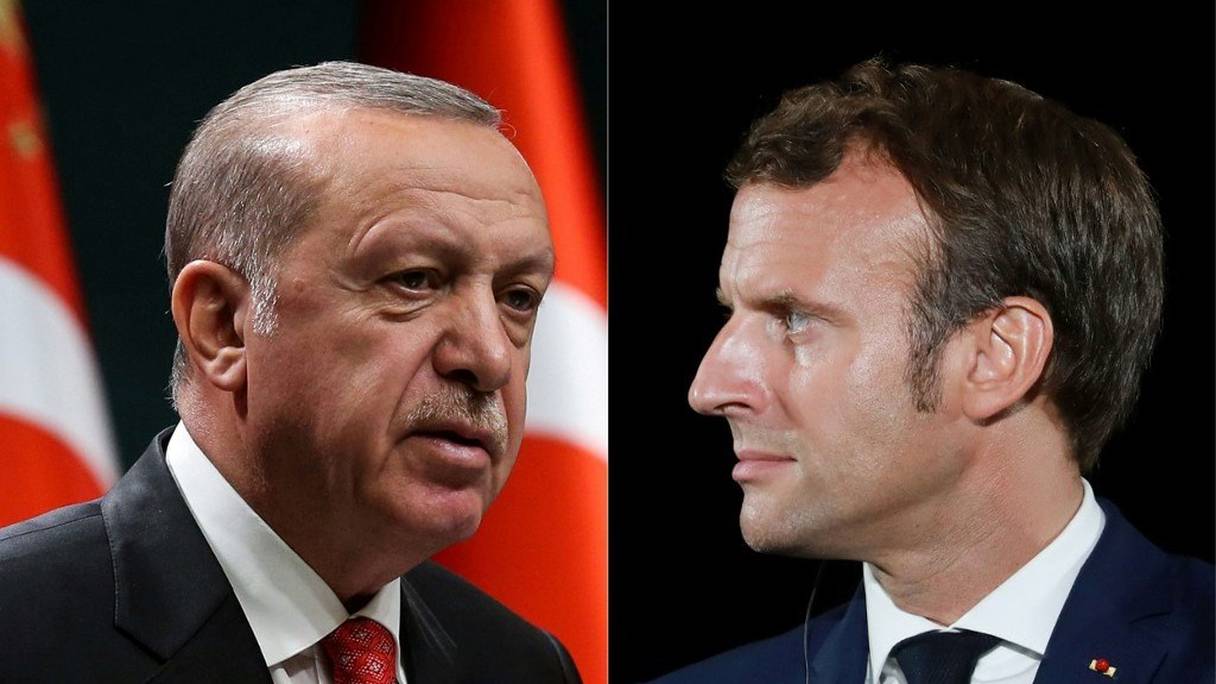 Les présidents turc Recep Tayyip Erdogan et français Emmanuel Macron (photomontage AFP). 
