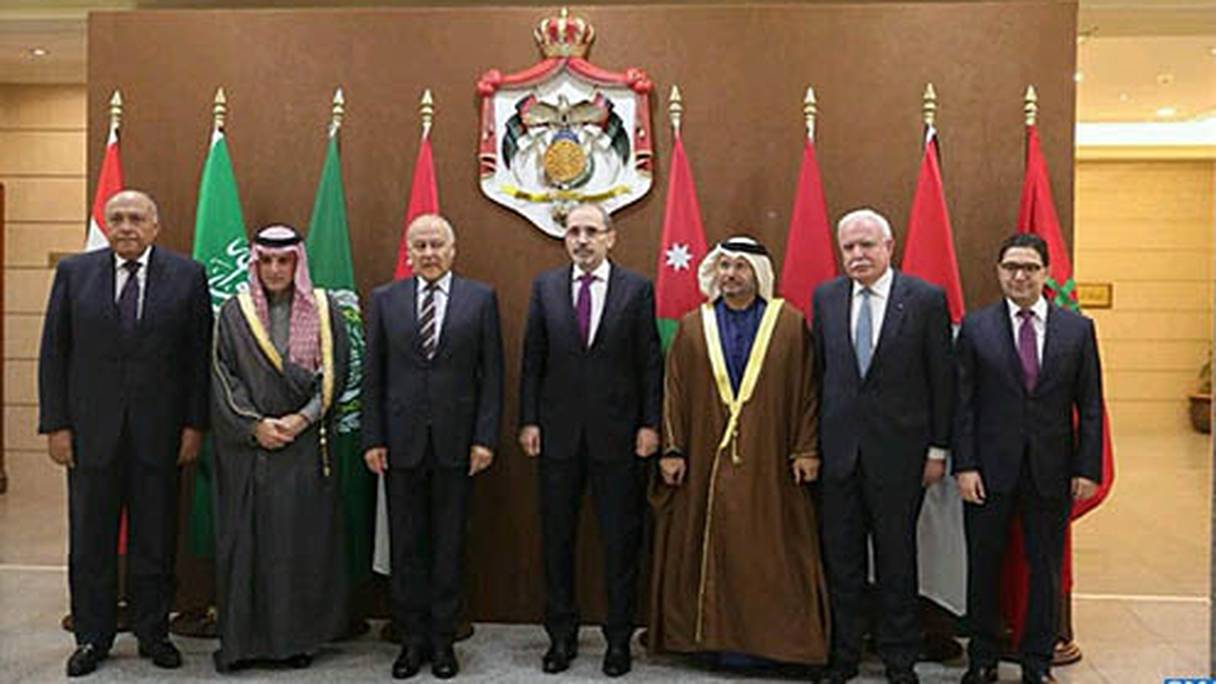 Le ministre des Affaires étrangères et de la coopération internationale, Nasser Bourita, à Amman avec la délégation ministérielle arabe restreinte chargée de contrer la décision américaine de reconnaître Al Qods capitale d’Israël.
