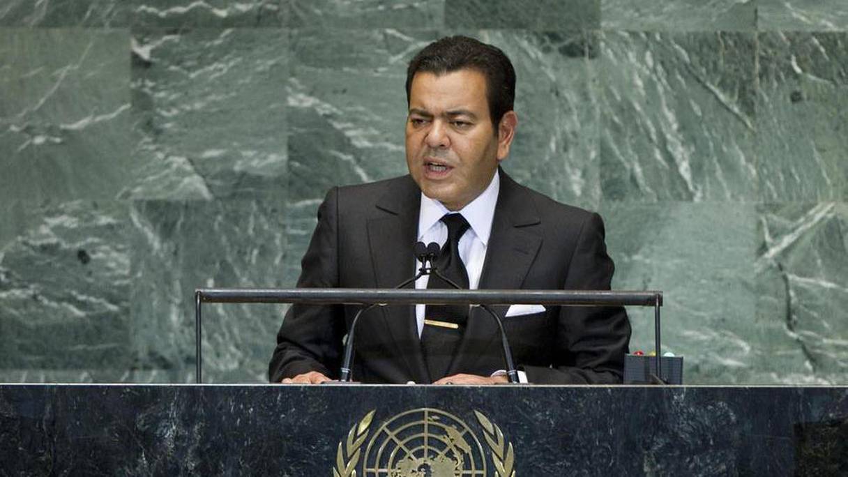 Le prince Moulay Rachid devant l'Assemblée générale de l'ONU.
