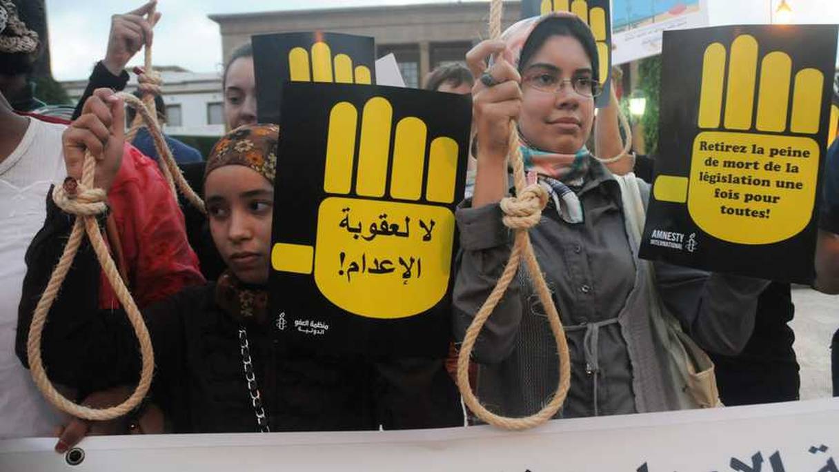 Une manifestation contre la peine de mort à Rabat.
