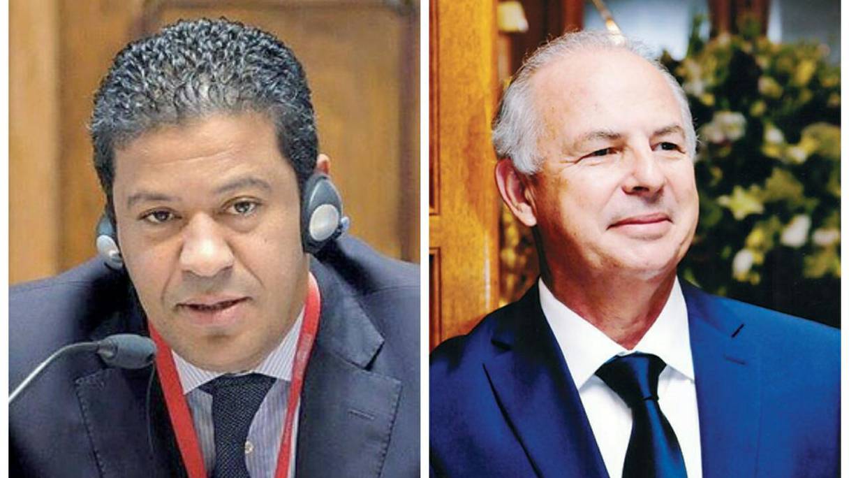 De g à d: Abdelkrim Mehdi (candiat au poste de vice-président général) et Khalid Benjelloun (candidat au poste de président de la CGEM). 

