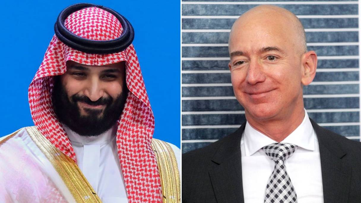 Mohammed ben Salmane et Jeff Bezos.
