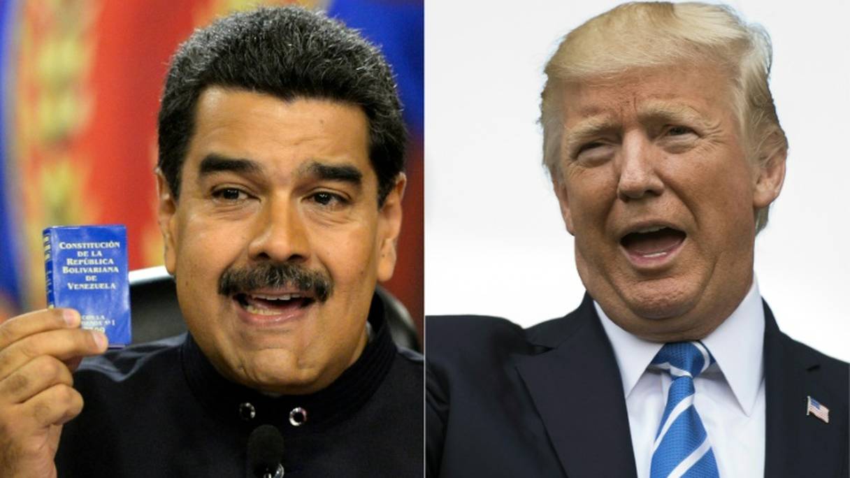 Les présidents Donald Trump (USA) et Nicolas Maduro (Venezuela).
