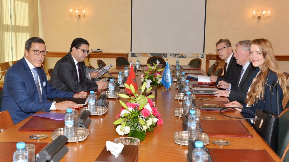 Le ministre des Affaires étrangères et de la coopération internationale, Nasser Bourita, lors de ses entretiens avec Horst Köhler.
