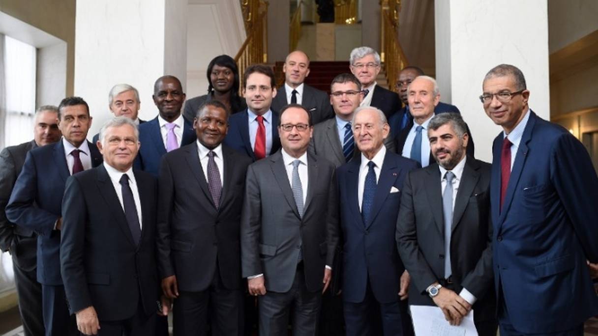 François Hollande recevant les hommes d'affaires africains à l'Elysée, le 7 octobre 2016.
