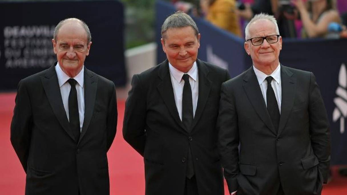 Pierre Lescure, Bruno Barde et Thierry Fremaux peu avant la cérémonie d'ouverture du 46e Festival du cinéma américain de Deauville, le 4 septembre 2020.
