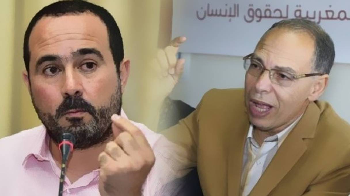 Le journaliste Soulaiman Raïssouni et Maâti Monjib, l'instigateur de l'appel d'associations d'extrême-gauche (photomontage). 
