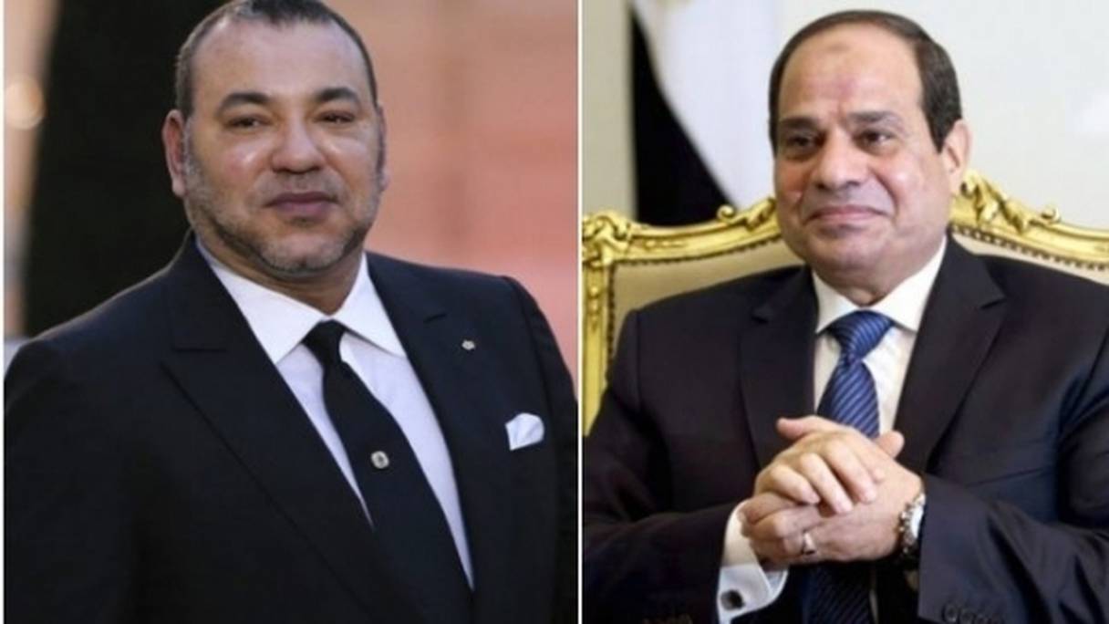 Mohammed VI, roi du Maroc, et Abdel Fattah al-Sissi, président de la République arabe d'Egypte.
