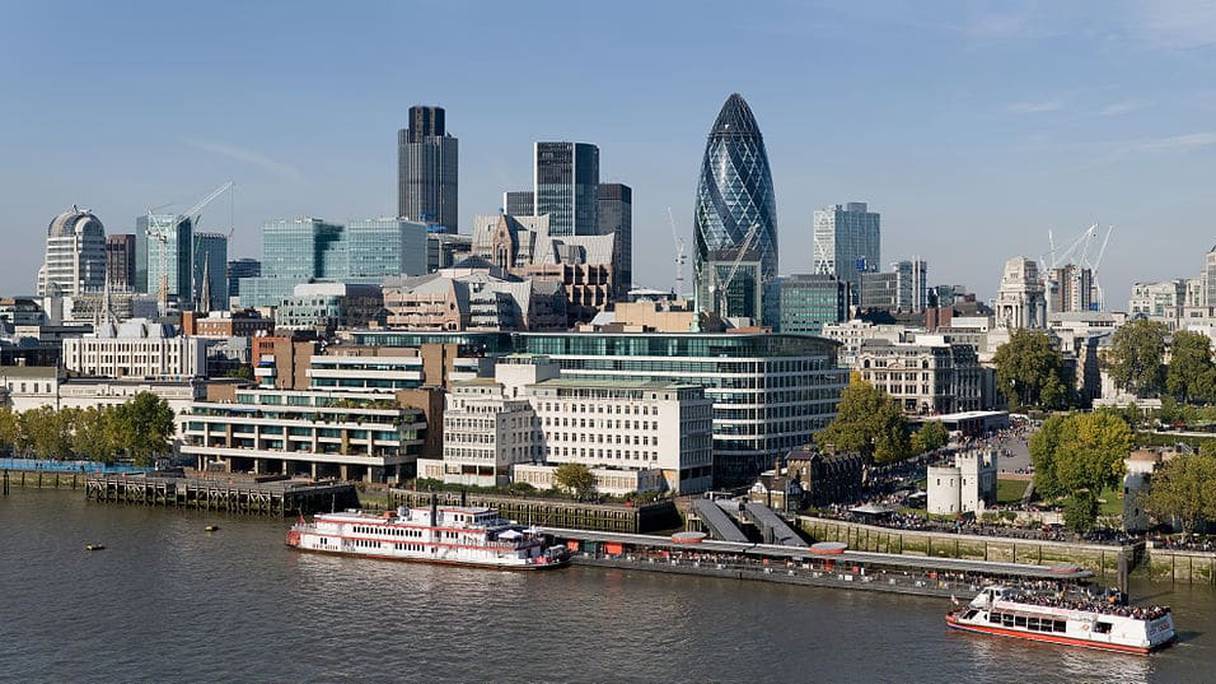La City de Londres, deuxième place financière de la planète et centre historique de la capitale britannique. 
