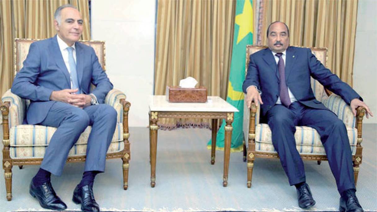 Le chef de la diplomatie marocaine, Salaheddine Mezouar, reçu à Nouakchott par le président mauritanien Mohamed Ould Abdelaziz. Ici, lors d'une précédente rencontre.
