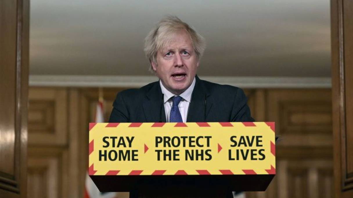 Boris Johnson, lors d'une conférence de presse, le 22 janvier.
