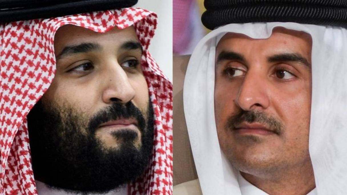 Le prince héritier saoudien Mohammed ben Salmane et l’émir du Qatar Tamim ben Hamad al-Thani. 
