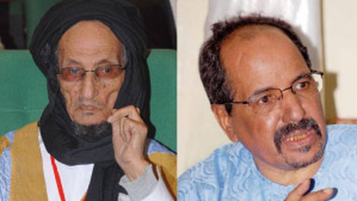 Khalil Rguibi (à gauche) et son fils Mohamed Abdelaziz, ancien chef du Polisario.
