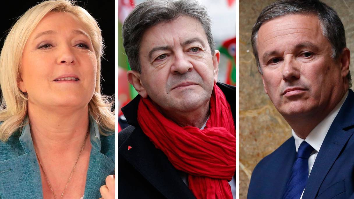 Marine Le Pen, Jean-Luc Mélenchon et Nicolas Dupont Aignan
