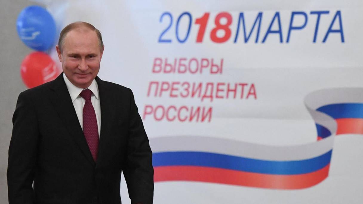 Le président Vladimir Poutine réélu le 18 mars 2018. 
