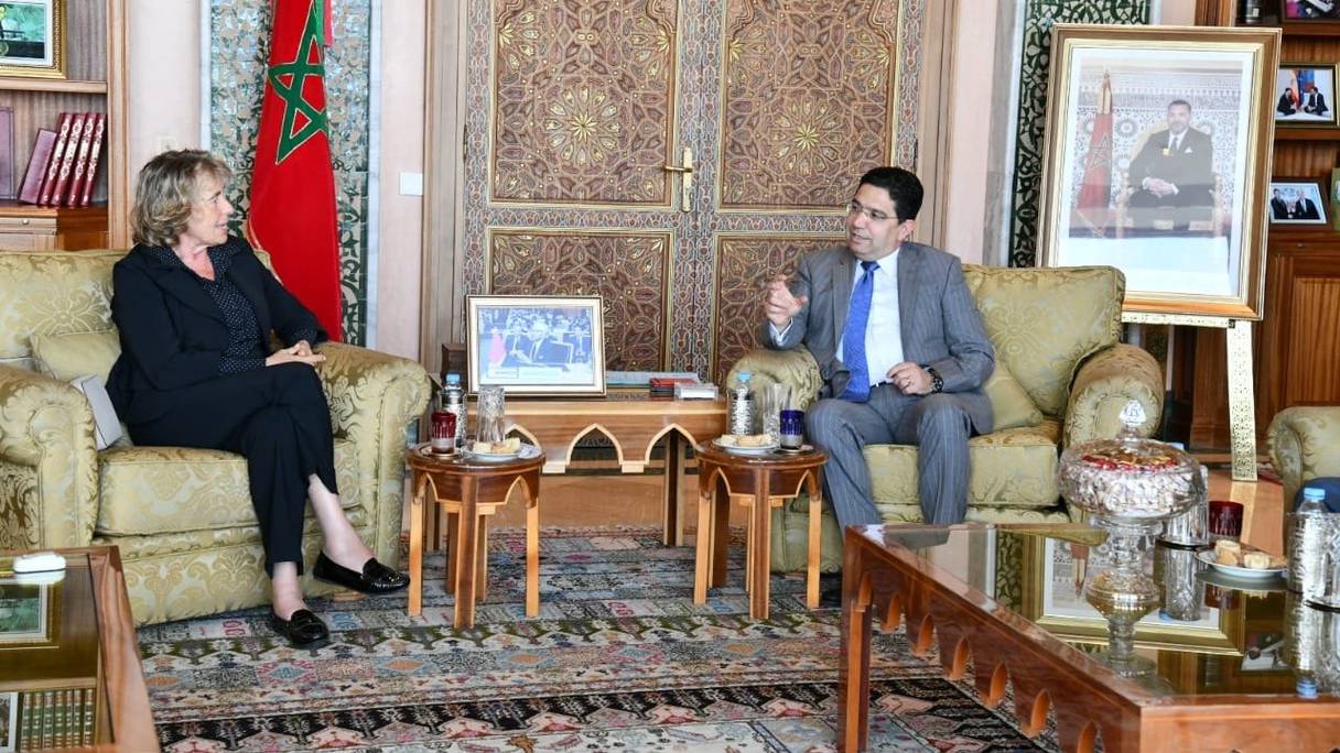 Nasser Bourita a reçu Stefania Craxi, présidente de la commission des affaires étrangères et de l’émigration du Sénat italien, à Rabat, mardi 19 juillet 2021.
