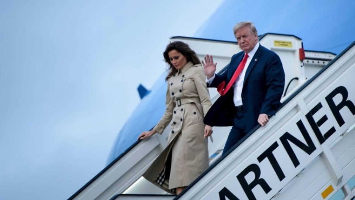 Le président américain Donald Trump et la Première dame Melania Trump arrive à Haachtsesteenweg en Belgique, le 10 juillet 2018.
