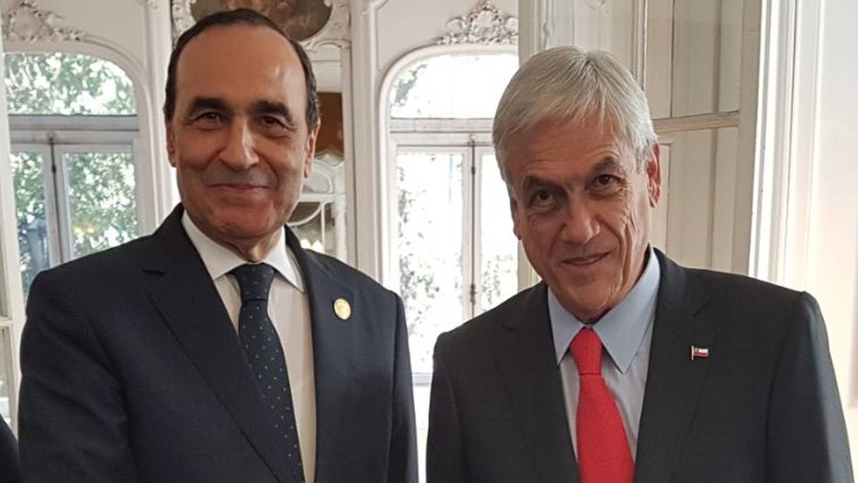 Habib El Malki, président de la Chambre des représentants, et le nouveau président du Chili, Sebastien Piñera.
