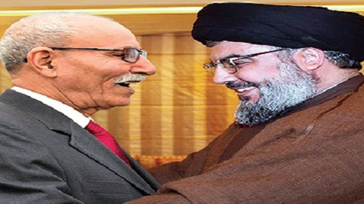 Le Chef du Polisario, Brahim Ghali, et le chef du Hezbollah libanais, Hassan Nasrallah. 
