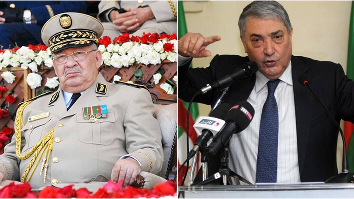 Le général Gaïd Salah et l'ancien chef du gouvernement Ali Benflis.

