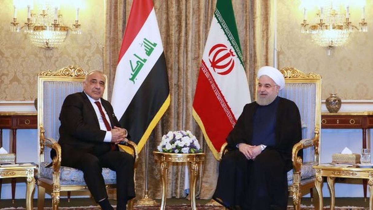 Le président iranien Hassan Rohani (à droite) lors d'une rencontre à Téhéran le 22 juillet 2019 avec le Premier ministre irakien Adel Abdel Mahdi. 
