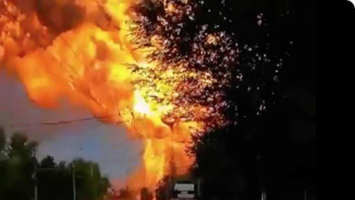 Capture d'écran de l'explosion survenue en Russie.
