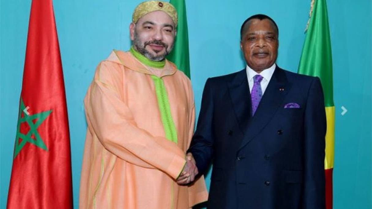 Le roi Mohammed VI et le président du Congo Denis Sassou N’Guesso.
