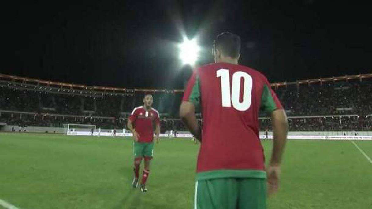 Hachim Mastour lors de son entrée en jeu à la 89ème minute de la rencontre face à la Libye (1-0), vendredi 12 juin à Agadir. 
