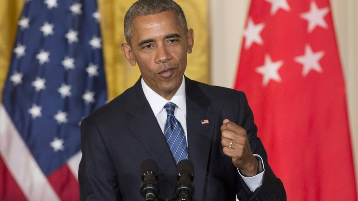 Barack Obama lors de la conférence de presse au cours de laquelle il a critiqué Donald Trump, le 2 août 2016 à la Maison Blanche.
