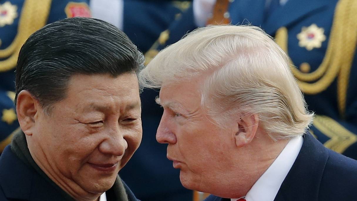 Xi Jinping, président de la République populaire de Chine, avec Donald Trump, président des Etats-Unis d'Amérique. 
