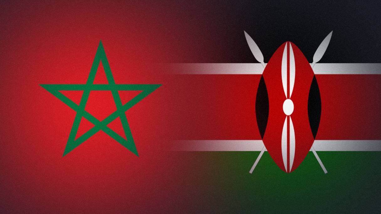 Les Drapeaux du Maroc et de la République du Kenya.
