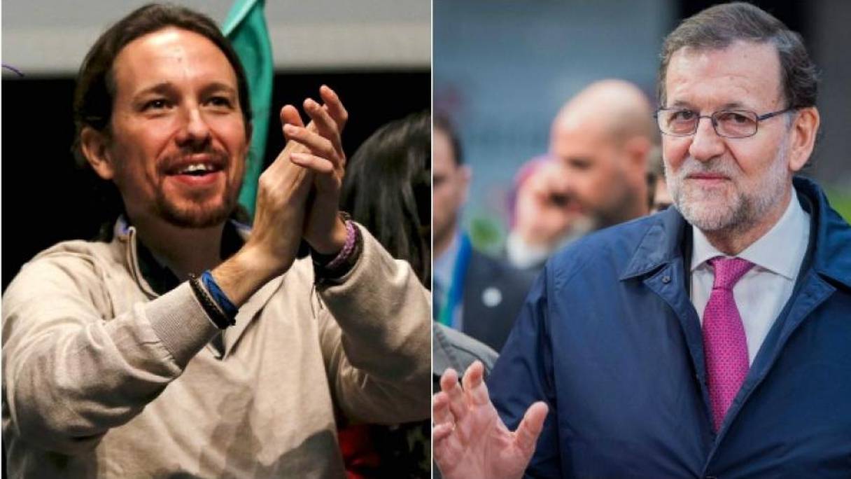 Pablo Iglesias (Podemos) et Mariano Rajoy.
